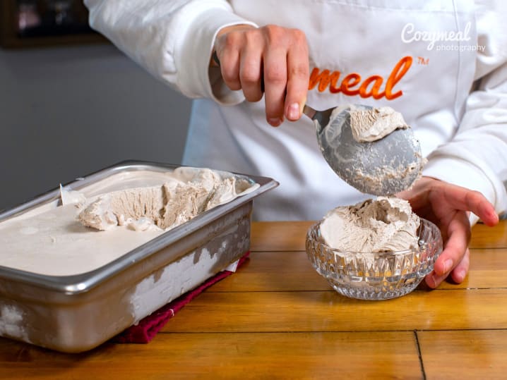 scooping ice cream