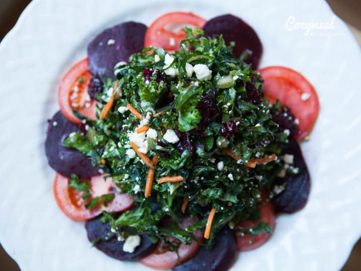 Kale salad with heirloom tomatoes