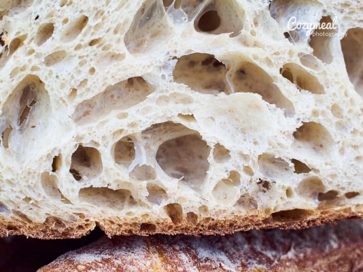 Closeup of sourdough bread