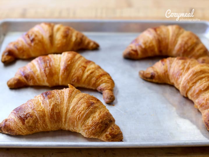 croissants on a baking pan