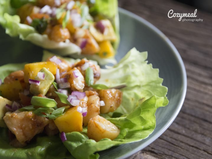 shrimp mango lettuce cups