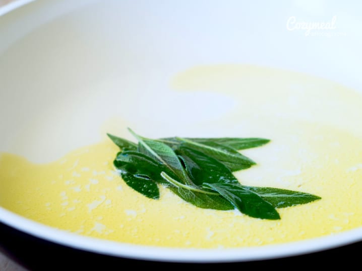 cooking sage leaves in butter