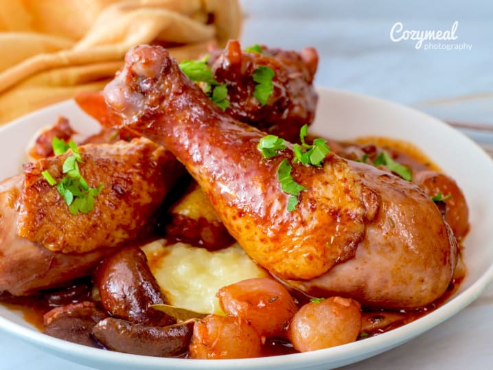 coq au vin in red wine