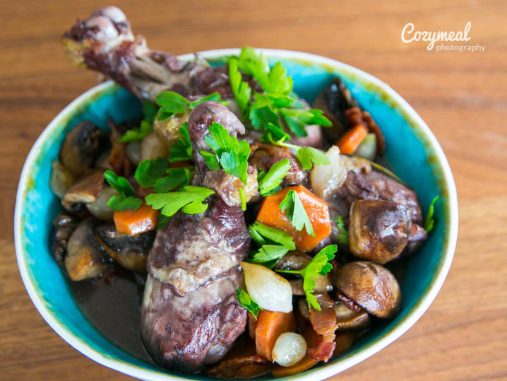 coq au vin with herbs