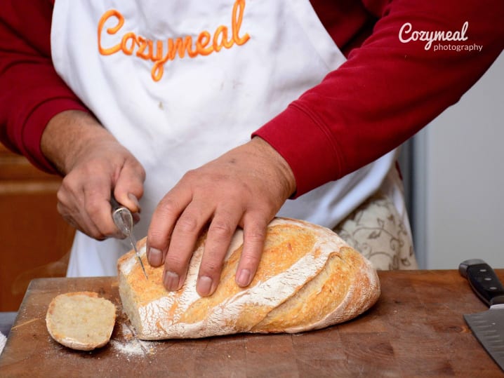 cutting bread