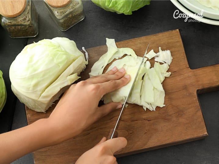 cutting cabbage