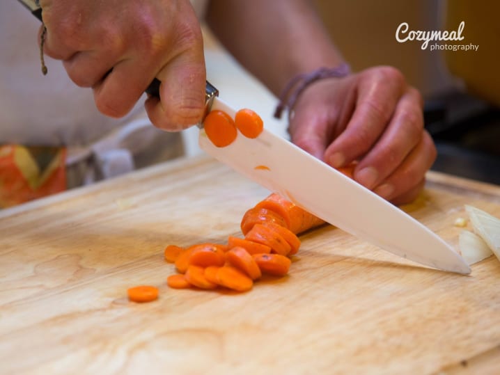 cutting carrots