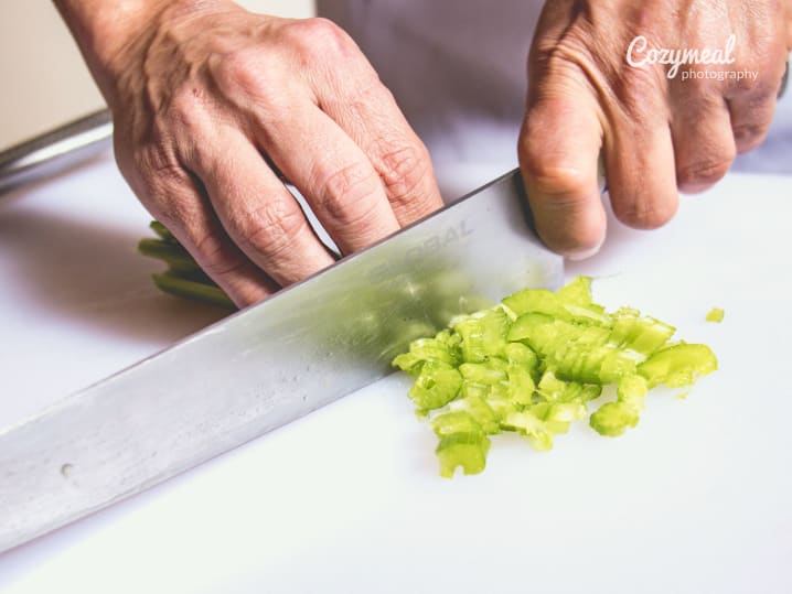 cutting celery