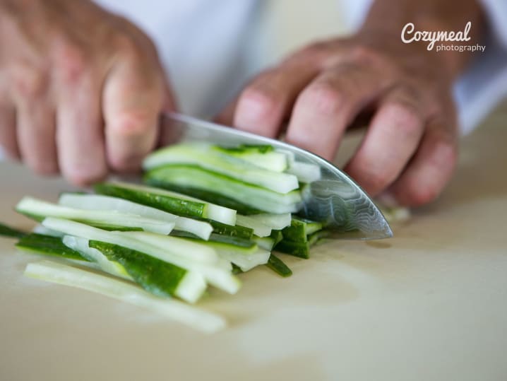 cutting cucumbers