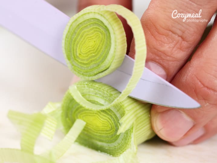 cutting leeks