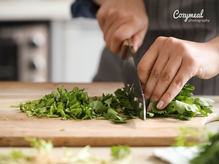 cutting parsley