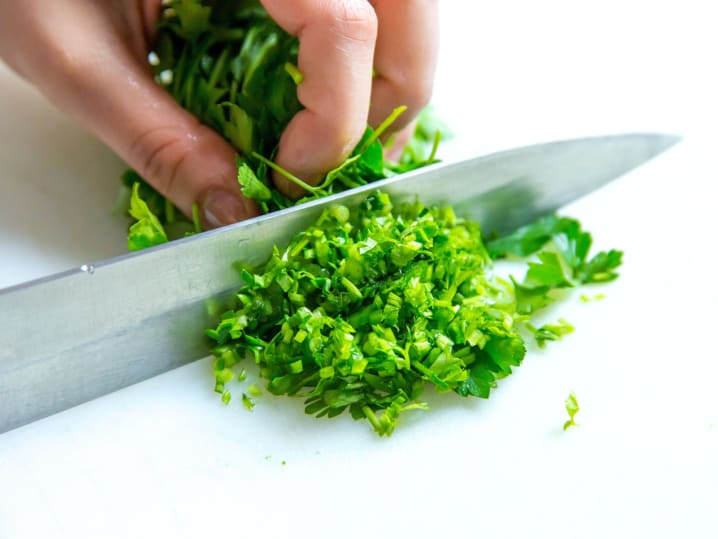 cutting parsley