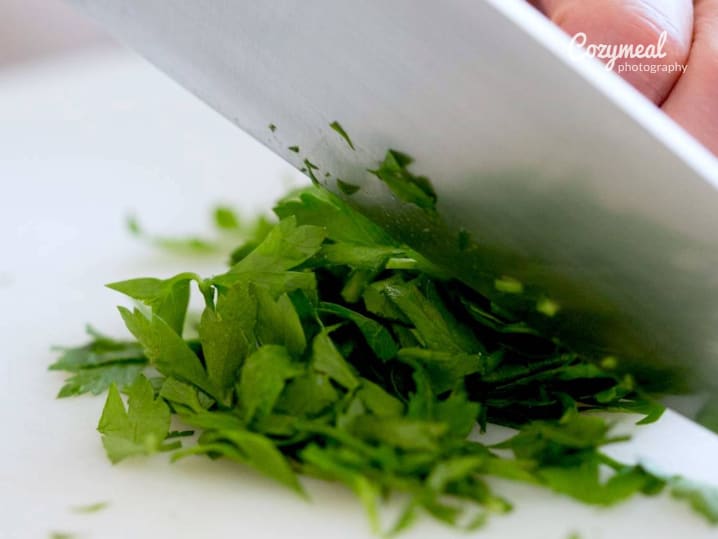 cutting parsley