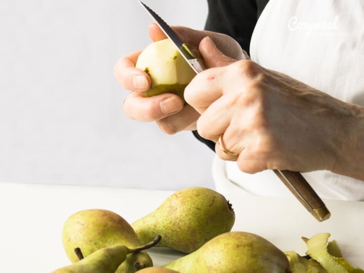 cutting pears