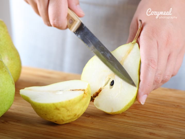 cutting pears