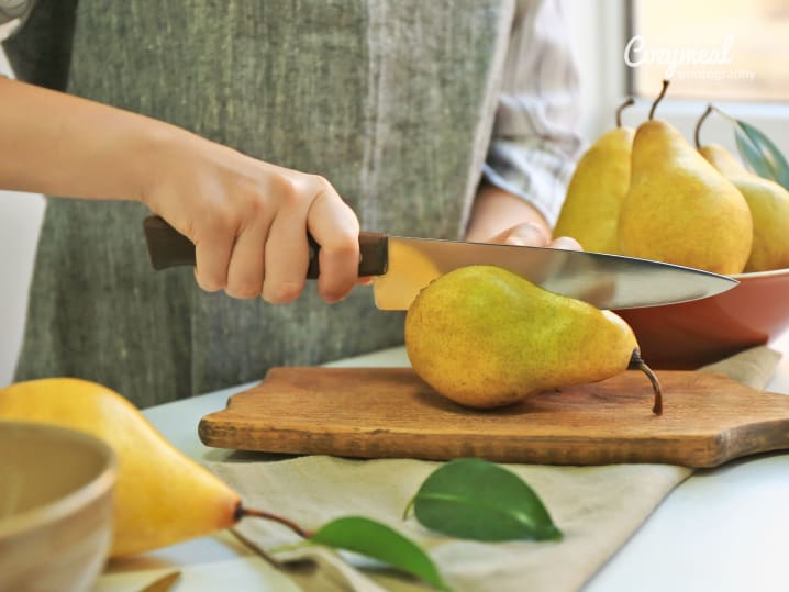 cutting pears