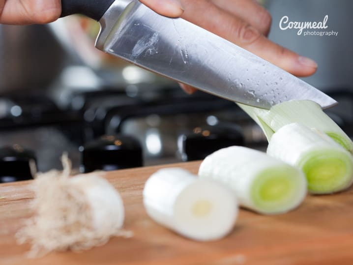 cutting leeks