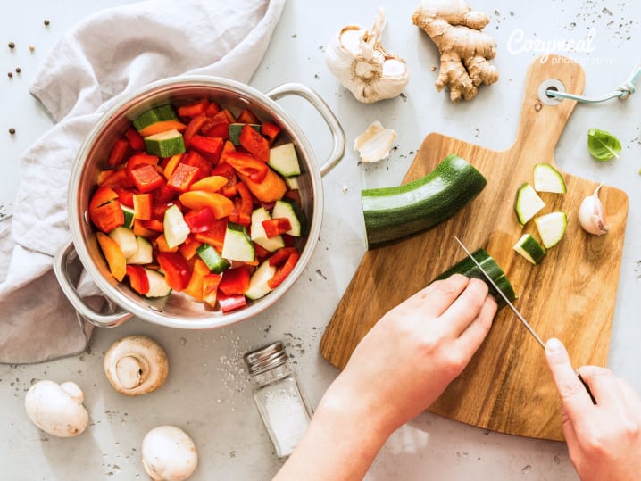 cutting vegetables for Ratatouille