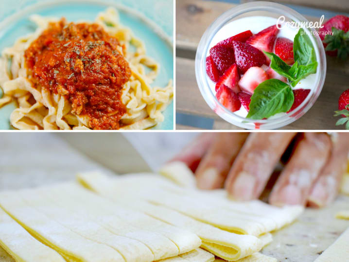 fettuccine bolognese panna cotta with strawberries chef crafting fresh fettuccine