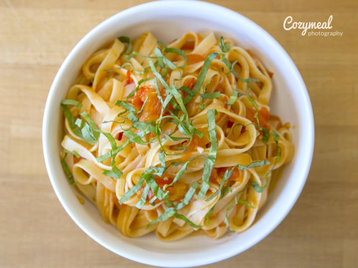 fettucine with lemon ricotta and tomato sauce