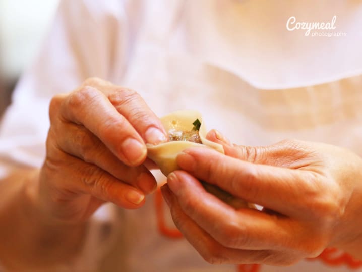 folding dumplings