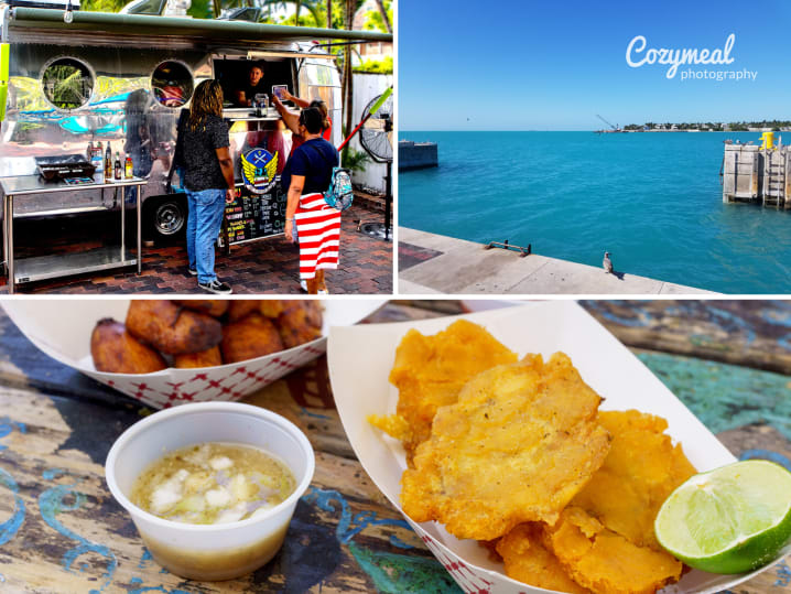 getting food from a food truck the pier in Key West local fried plantains
