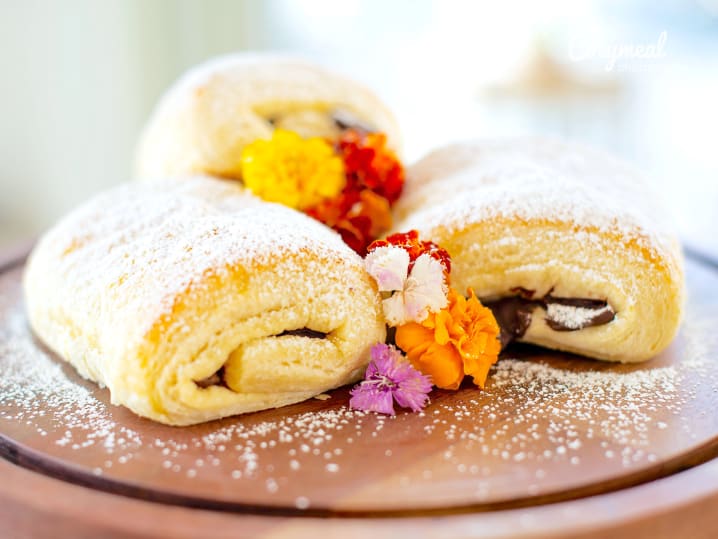 fresh baked almond pain au chocolat