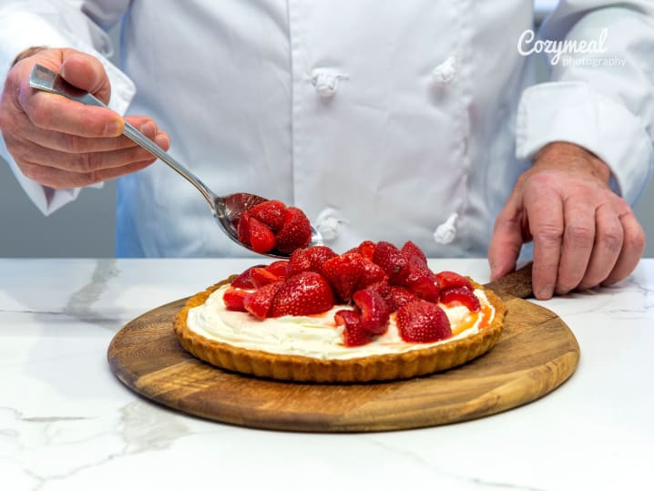 preparing fruit tart