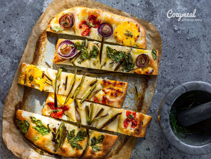 garden vegetable focaccia