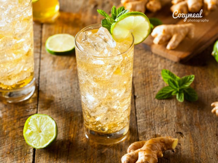 ginger lime and basil spritzer