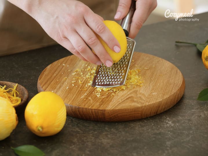 grating lemon peel zest