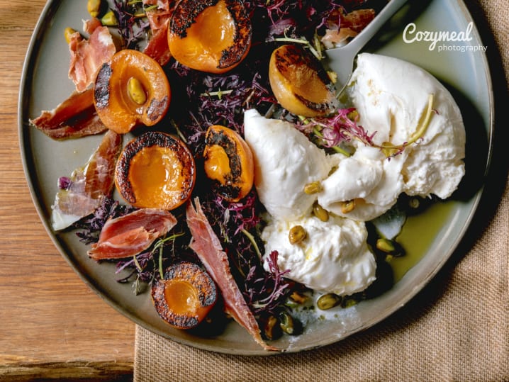 grilled apricots with burrata