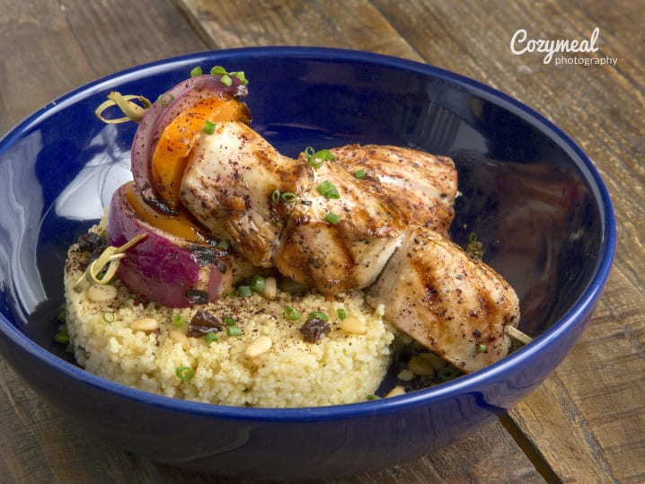 grilled harissa chicken and couscous