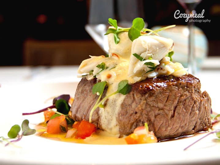 grilled ribeye steak w  a crab hollandaise sauce