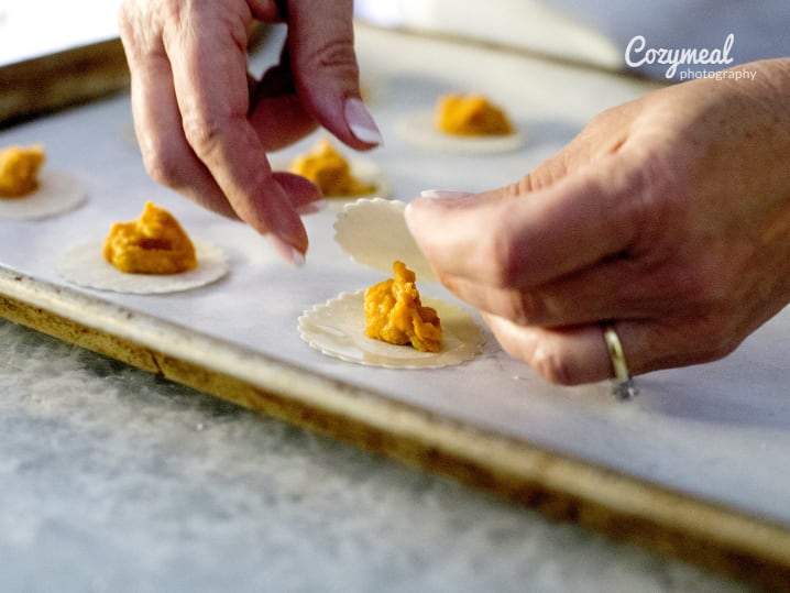 holiday ravioli making acorn squash ravioli