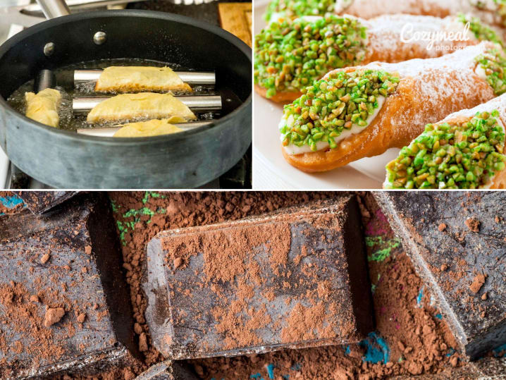 homemade cannoli and Modica Chocolate