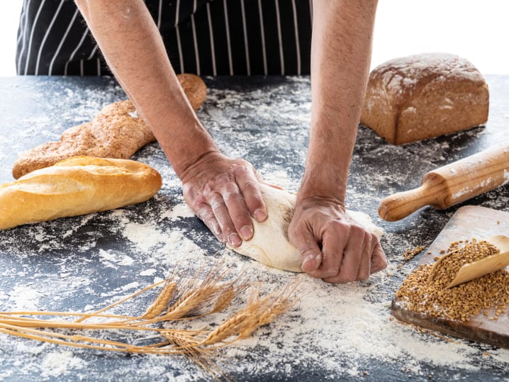 kneading bread