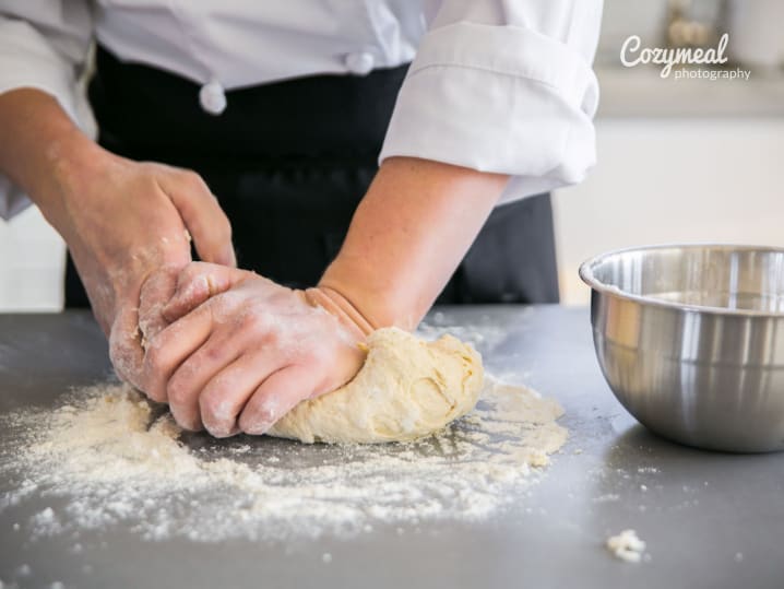 kneading pasta dough