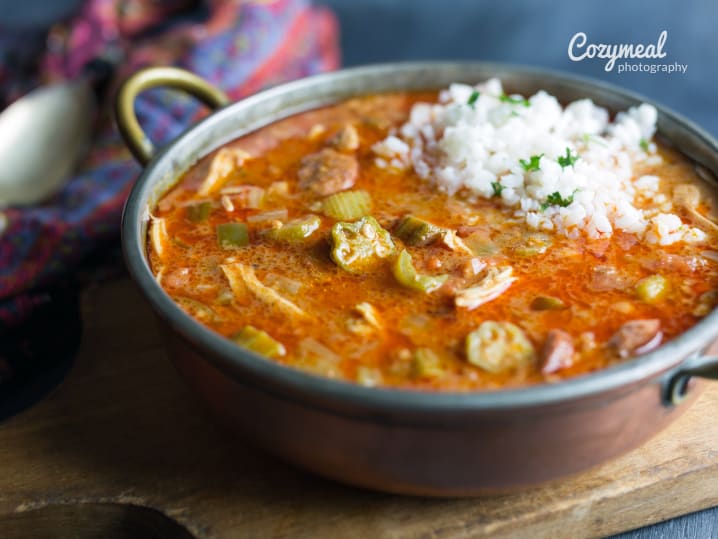 lamar shrimp and chicken sausage gumbo