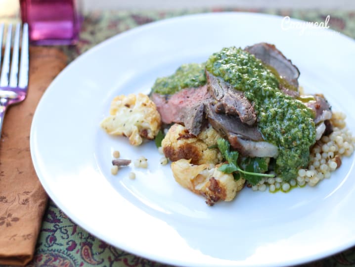 lamb with salsa verde dinner