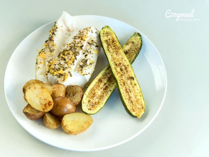 lemon cod with vegetables