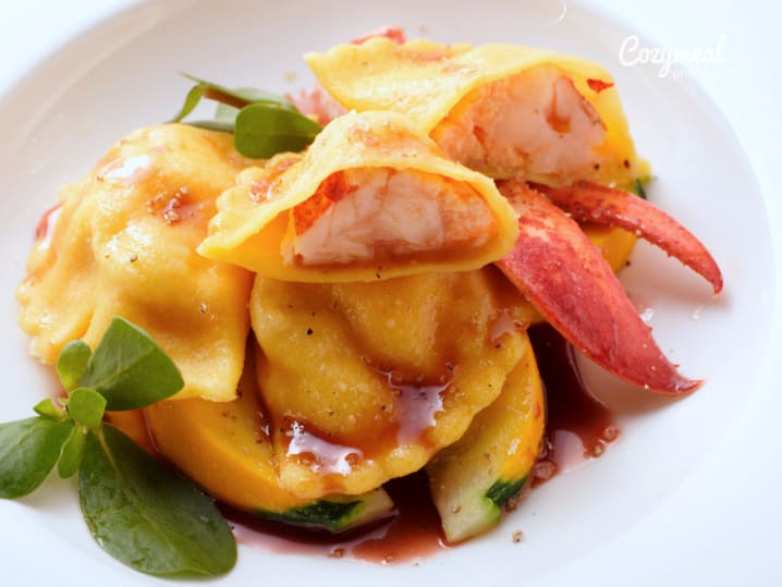 lobster ravioli with basil