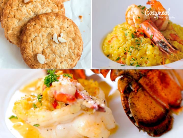 lobster with shrimp risotto and cookies