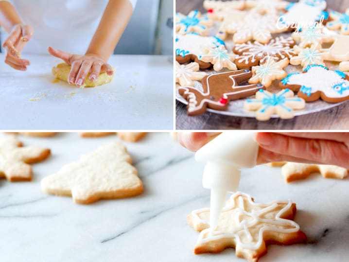 making cookie dough a plate full of holiday cookies decorating sugar cookies