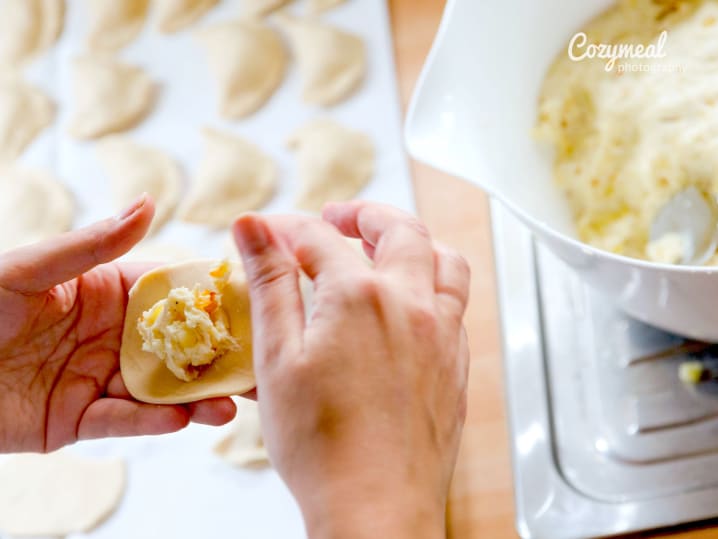 making homemade pierogis