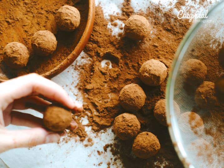 making chocolate truffles