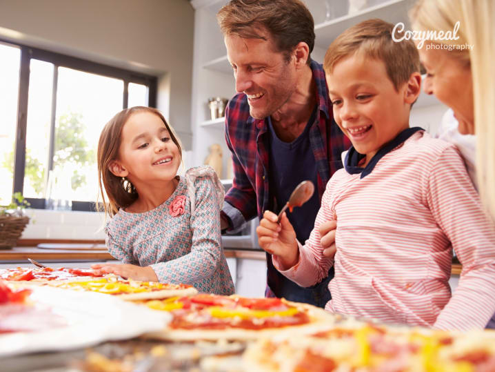 making pizza as a family