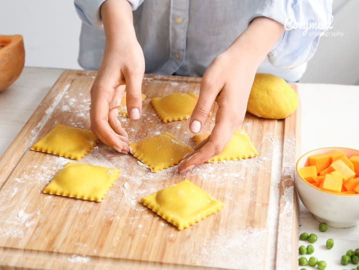 making pumpkin ravioli