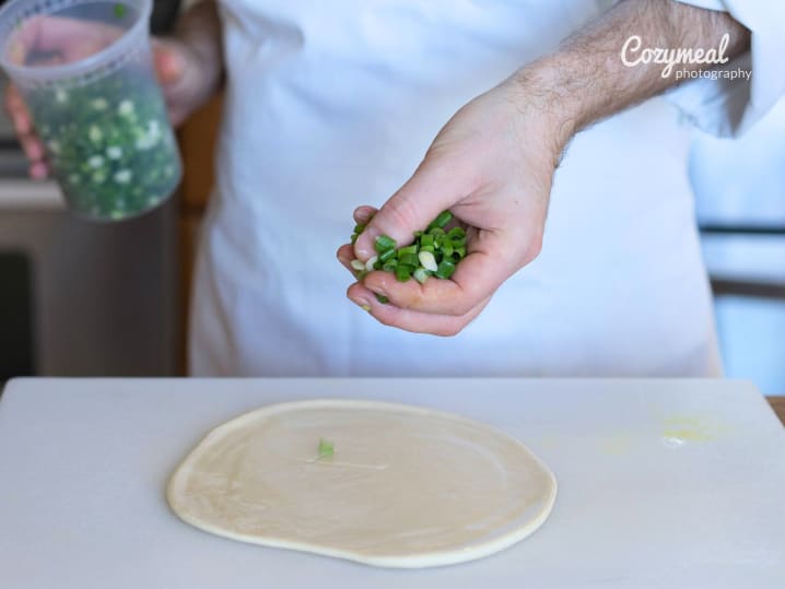making scallion pancakes