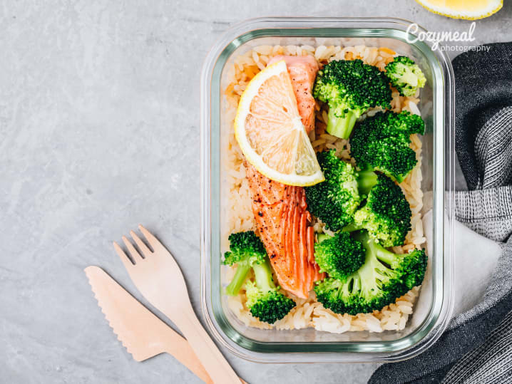 slow roasted salmon with broccoli